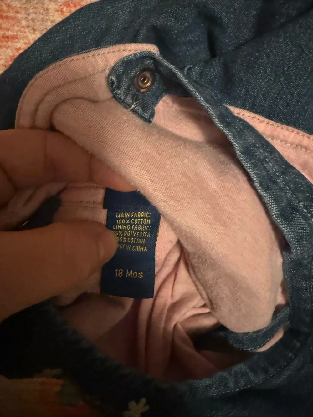 Vintage OshKosh B'gosh Navy Denim Overalls with Tiny Floral Embroidery